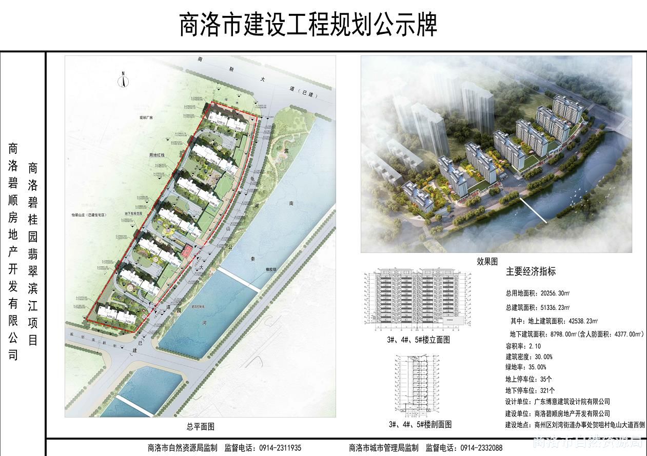 商洛市建设工程规划公示牌商洛碧桂园翡翠滨江项目公示图